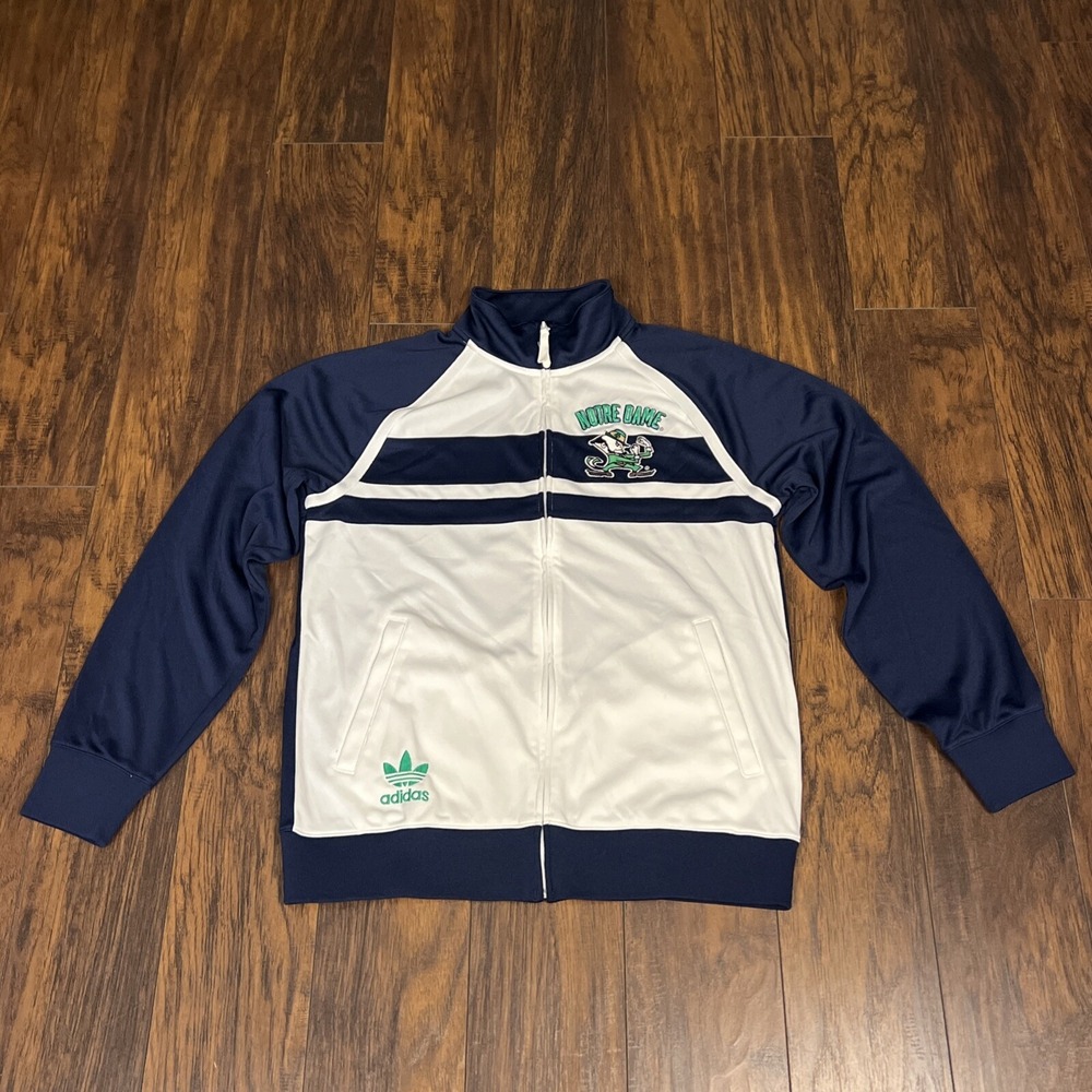 Adidas Notre Dame Fighting Irish Trefoil‎ Blue Full Zip Track Jacket Men's L